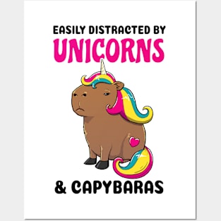 Easily Distracted by Unicorns and Capybaras Posters and Art